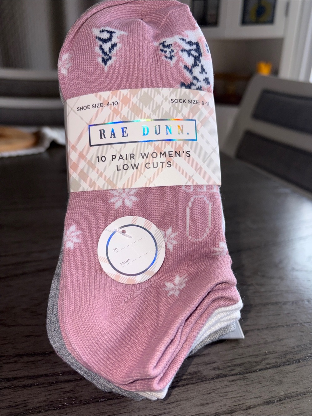 Rae Dunn Pink & Gray Low Cut Athletic Socks - 10 Pair Pack